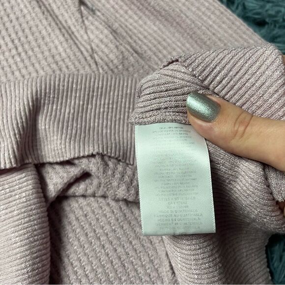 Anthropologie Eri + Ali Tallie Waffle Thermal Peplum Top Size L - Picture 4 of 6